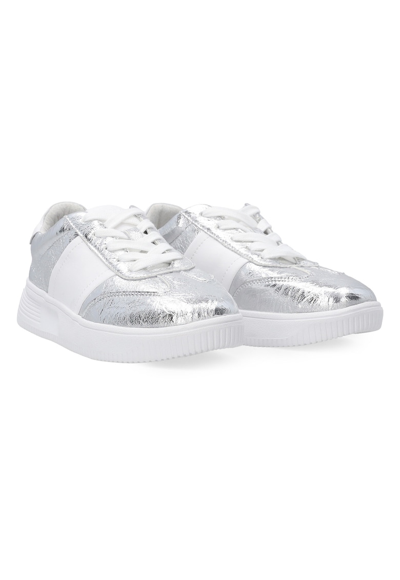 Pantofi sport wedge cu aspect metalizat