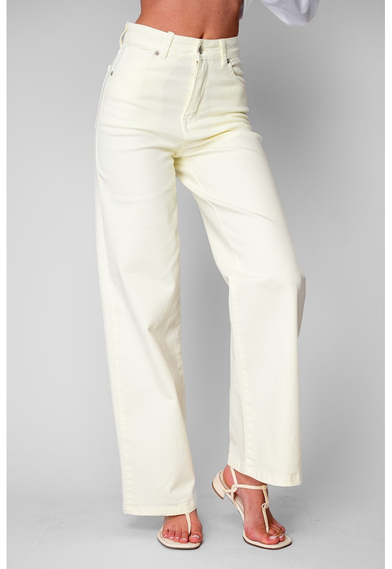 Blugi elastici largi din denim Light Yellow 20837 - Galben deschis