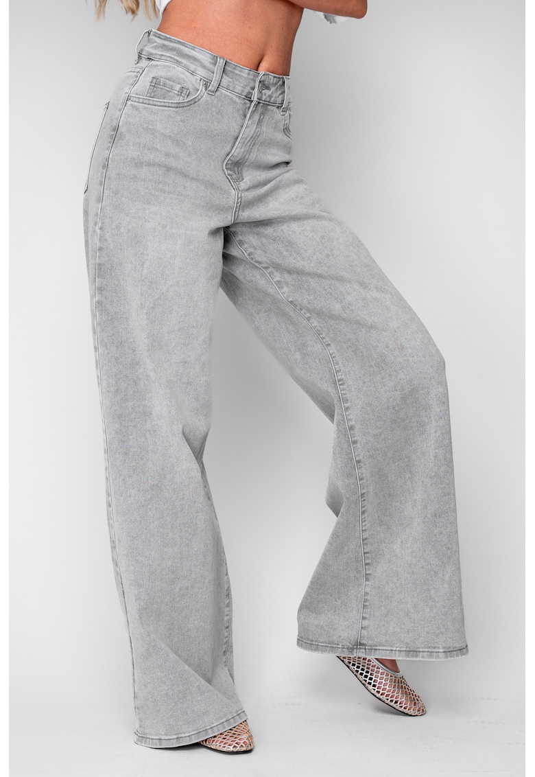 Blugi elastici largi din denim Grey 20863 - Gri