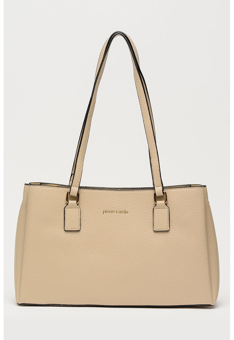 Geanta shopper de piele ecologica cu aspect granulat - Maro taupe