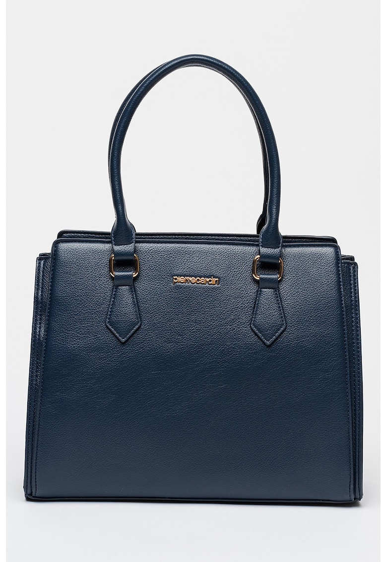 Geanta shopper de piele ecologica cu aspect granulat - Bleumarin