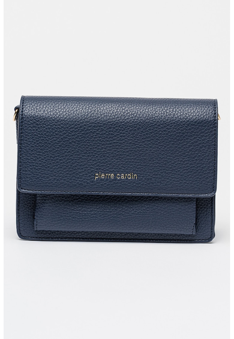Geanta crossbody de piele ecologica cu clapa - Bleumarin