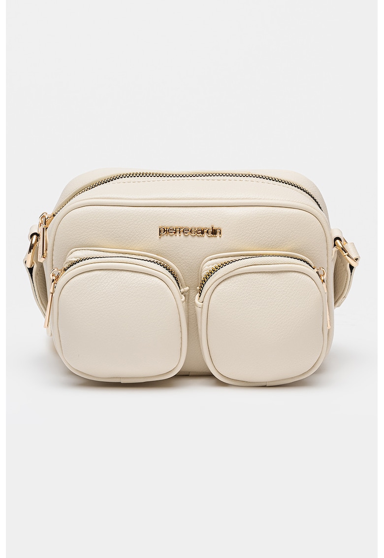 Geanta crossbody de piele ecologica cu buzunare multiple - Bej