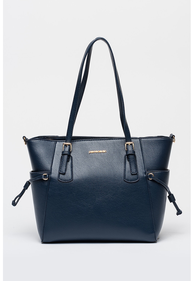Geanta shopper cu buzunare laterale - Bleumarin