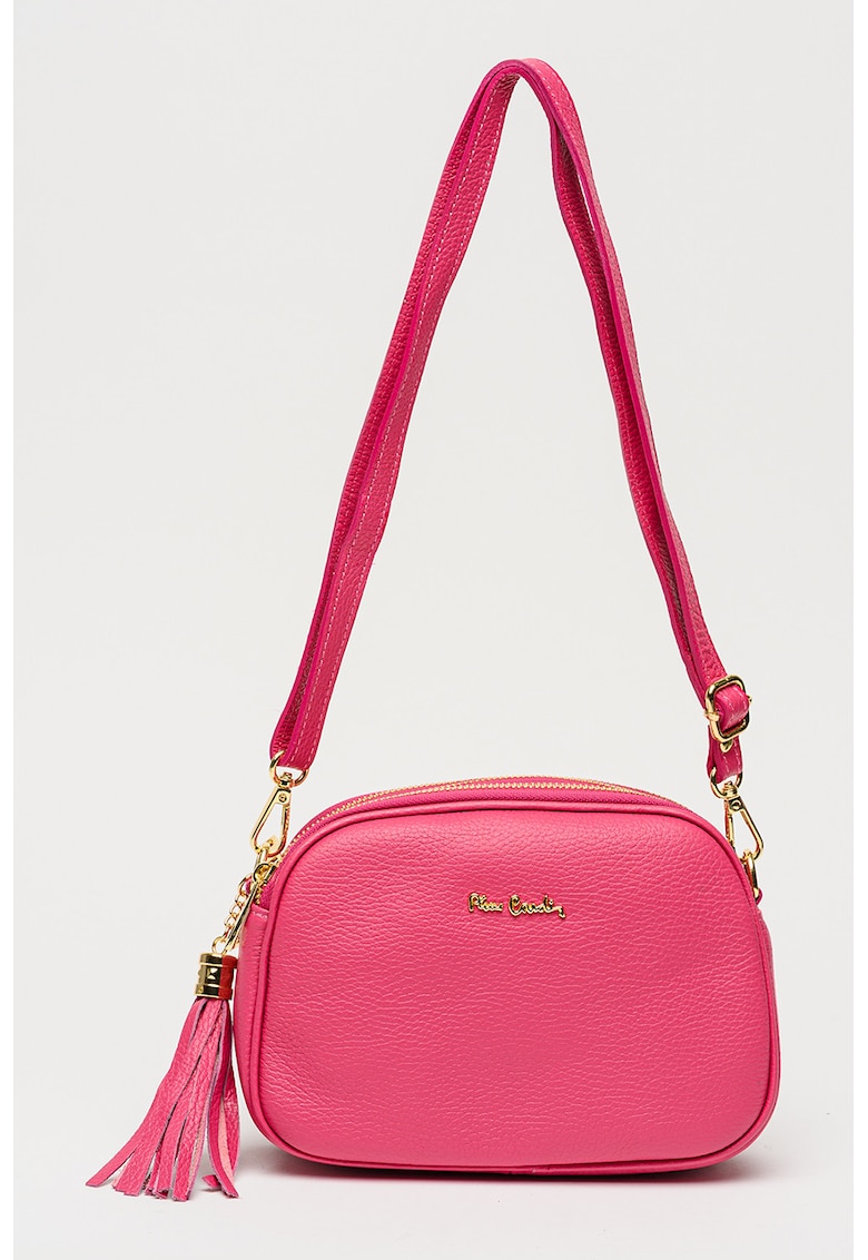 Geanta crossbody de piele cu canaf - Fucsia