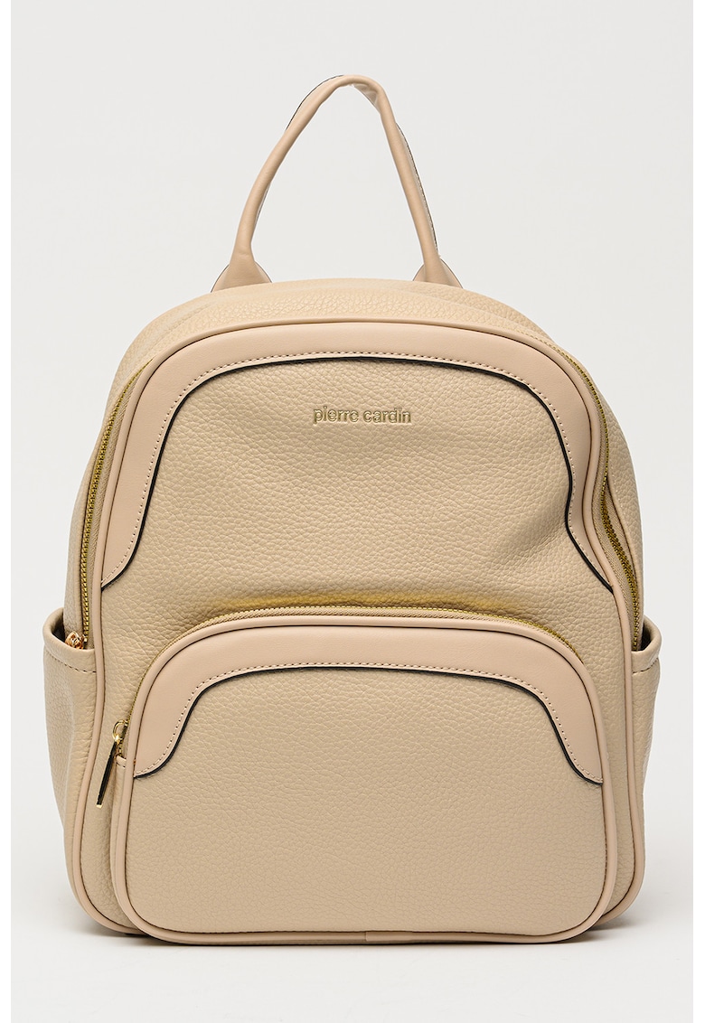Rucsac de piele ecologica cu fermoar - Maro taupe