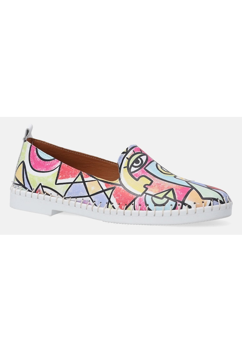 Pantofi loafer din piele naturala cu imprimeu abstract