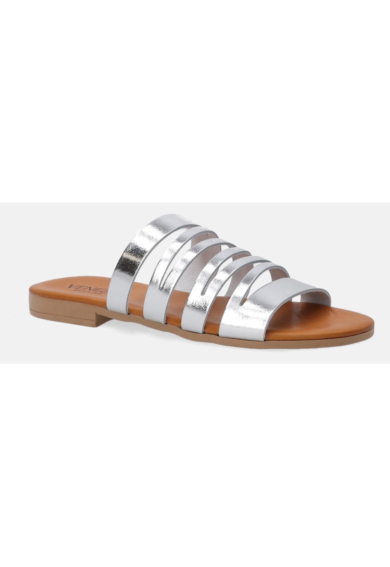 Papuci din piele cu barete multiple