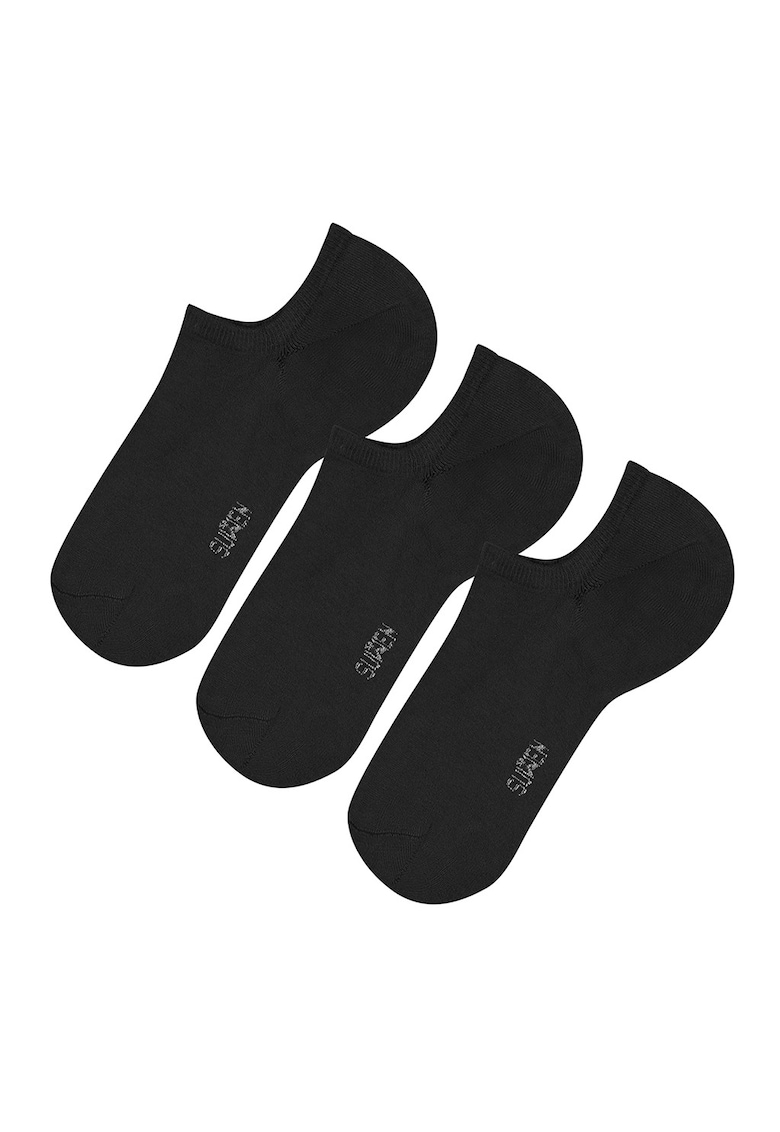 Set de sosete pana la glezna cu logo discret - 3 perechi - Negru