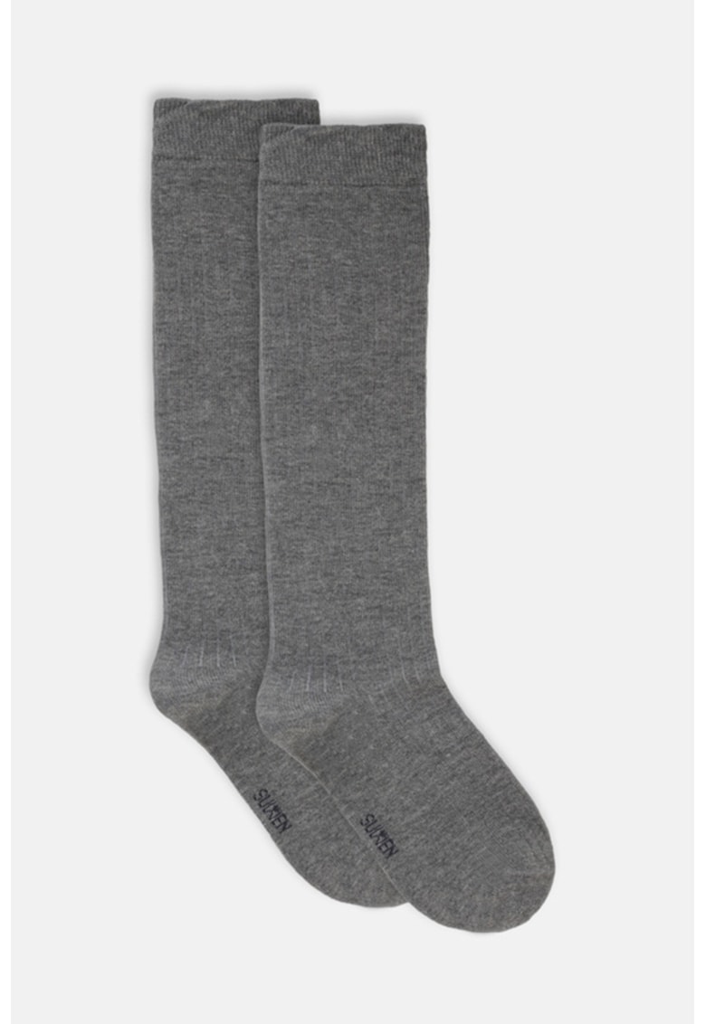 Sosete lungi din amestec de bumbac - Gri inchis melange