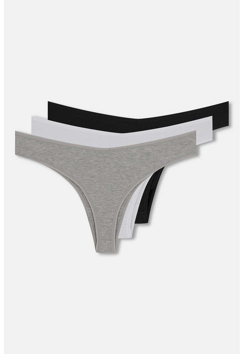 Set de chiloti tanga cu model uni - 3 perechi