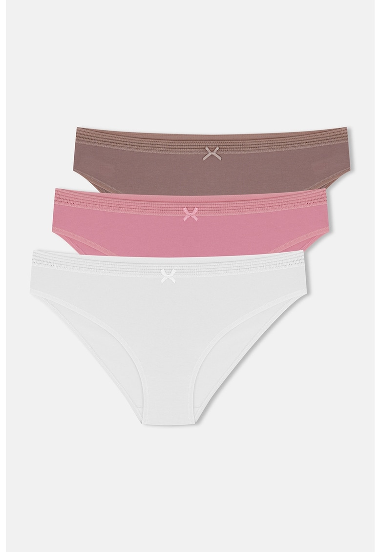Set de chiloti uni - 3 perechi - Alb/Roz pastel/Roz prafuit