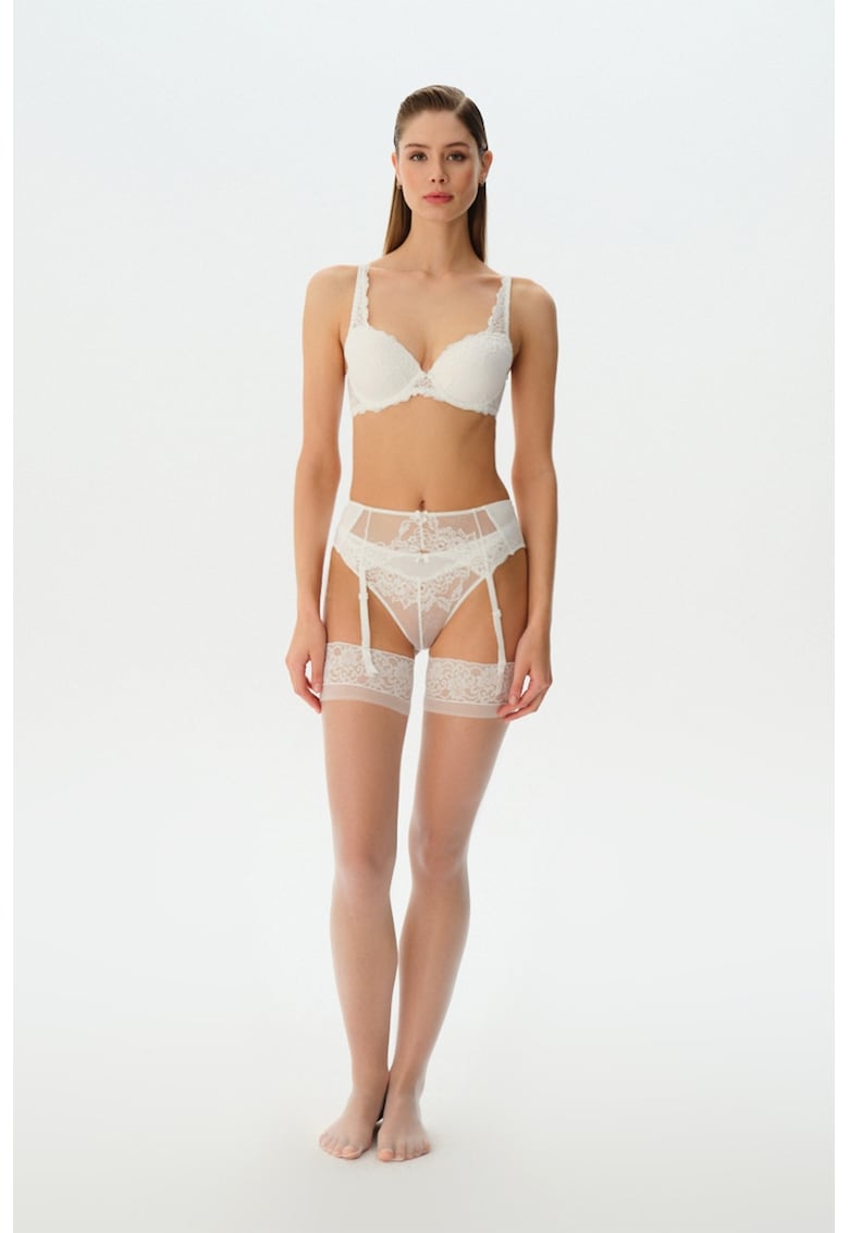 Portjartier din dantela - Alb murdar