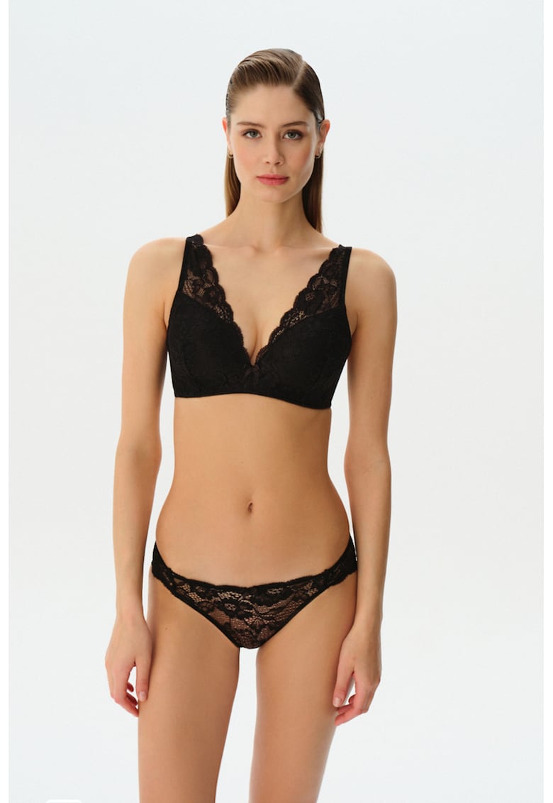 Chiloti brazilieni din dantela cu talie joasa - Negru -