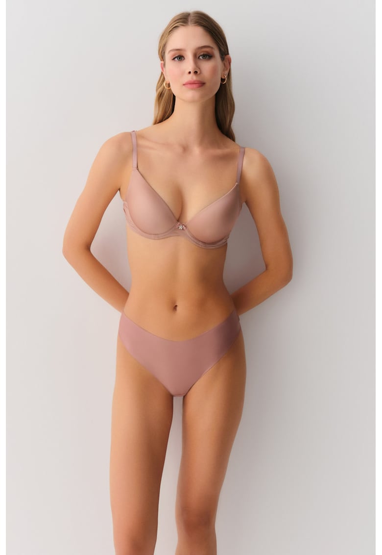 Chiloti hipster cu linia taliei in V - fara cusaturi - Roz prafuit -