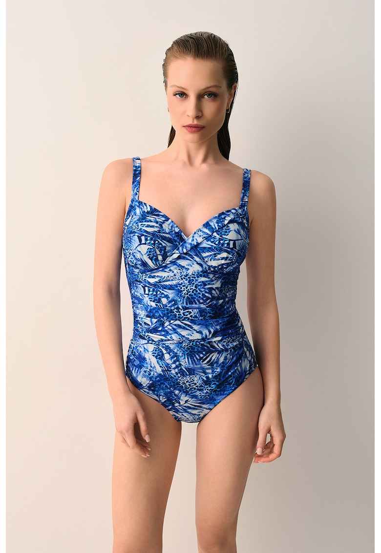Costum de baie intreg - Alb/Albastru royal