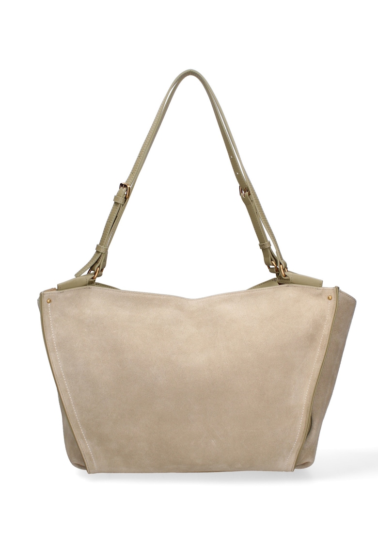 Geanta shopper de piele intoarsa cu bareta Evanthe Chic - Verde