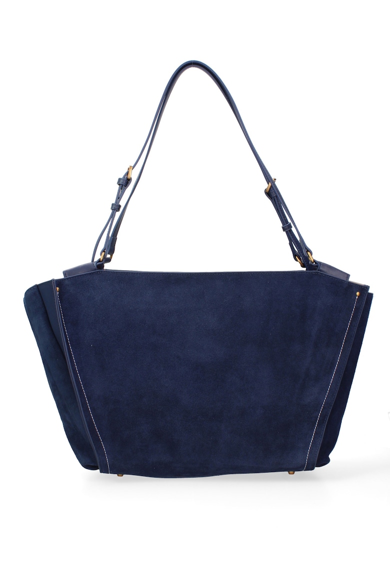 Geanta shopper de piele intoarsa cu bareta Evanthe Chic - Bleumarin