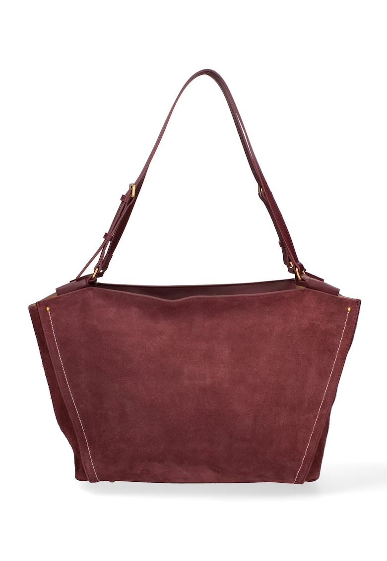 Geanta shopper de piele intoarsa cu bareta Evanthe Chic - Visiniu