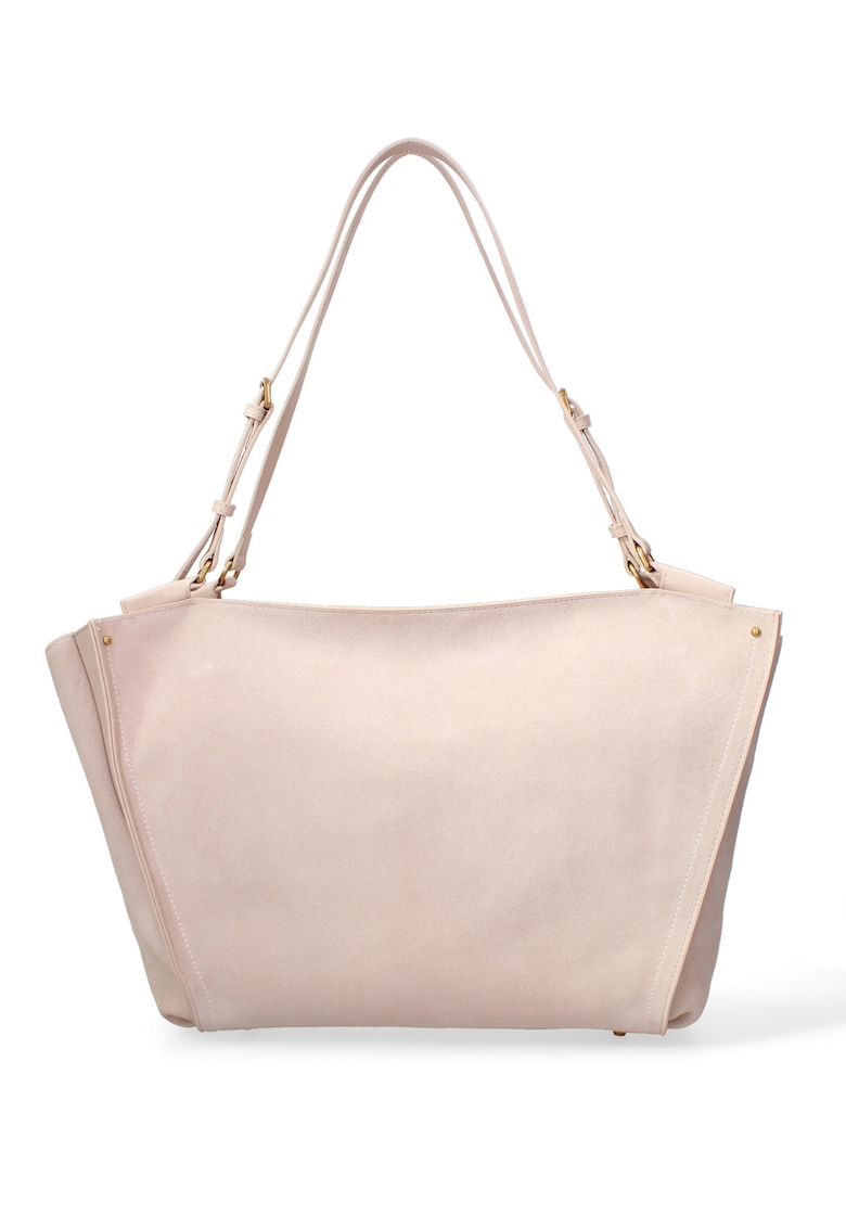 Geanta shopper de piele intoarsa cu bareta Evanthe Chic - Roz pal