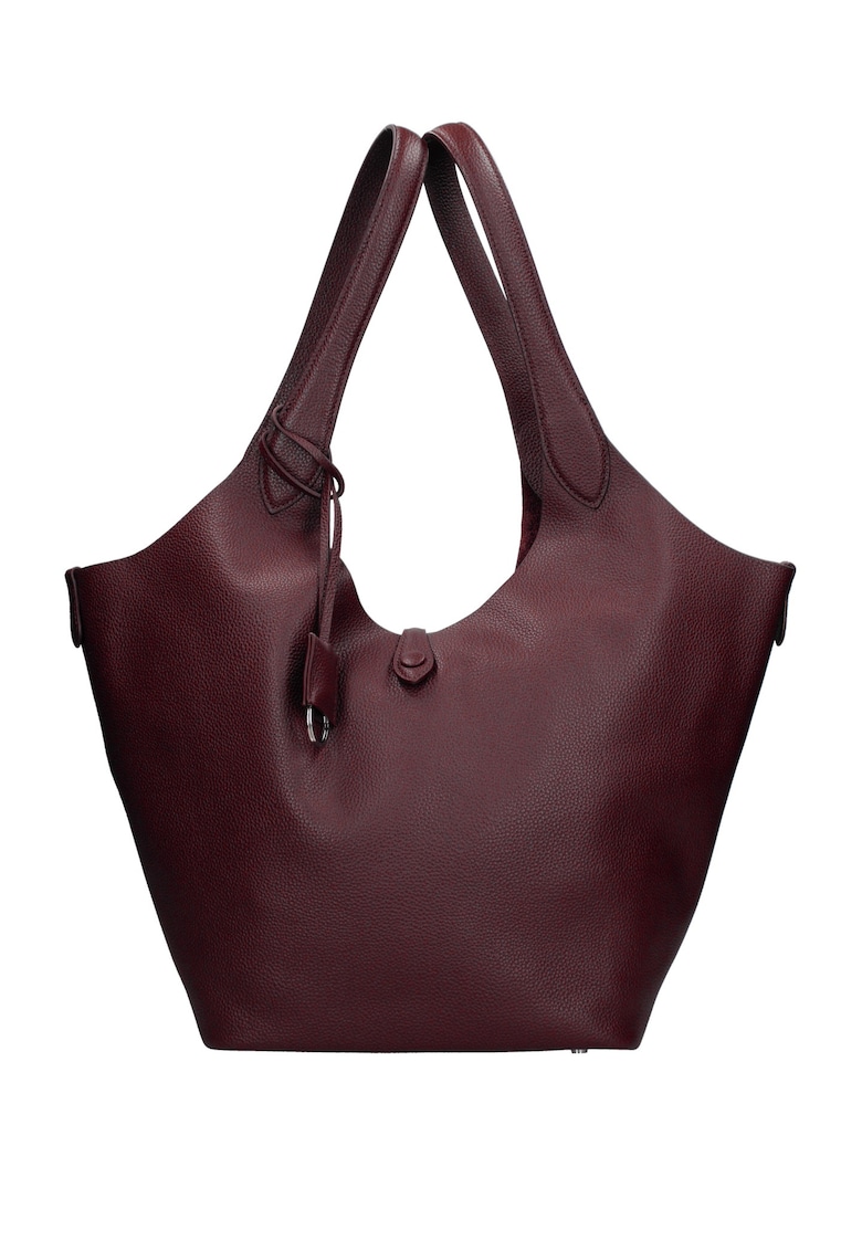 Geanta de piele intoarsa cu bareta si etui interior Carys Chic - Visiniu