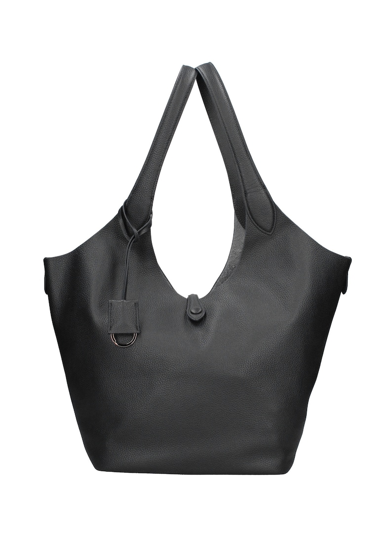 Geanta de piele intoarsa cu bareta si etui interior Carys Chic - Negru