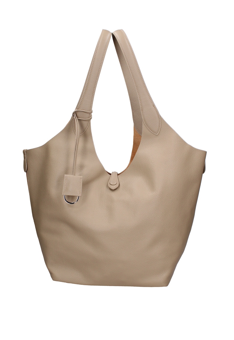 Geanta de piele intoarsa cu bareta si etui interior Carys Chic - Maro camel