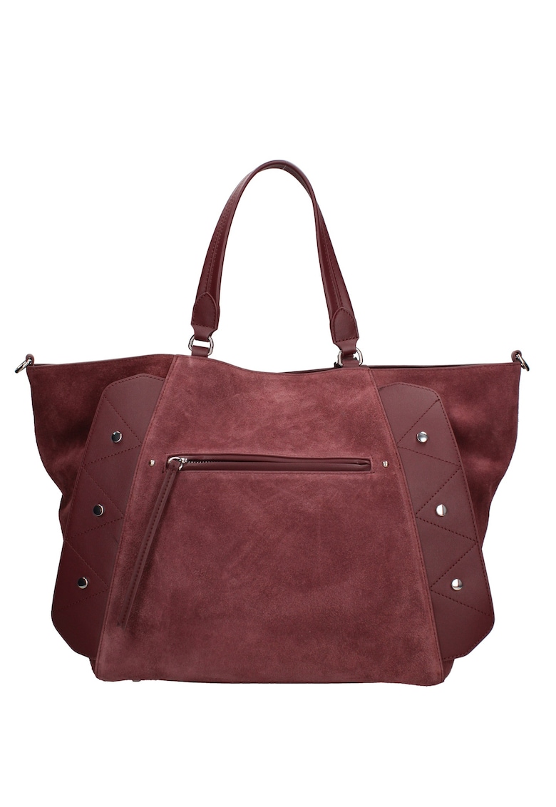 Geanta de piele intoarsa cu bareta Valeria Elite - Visiniu