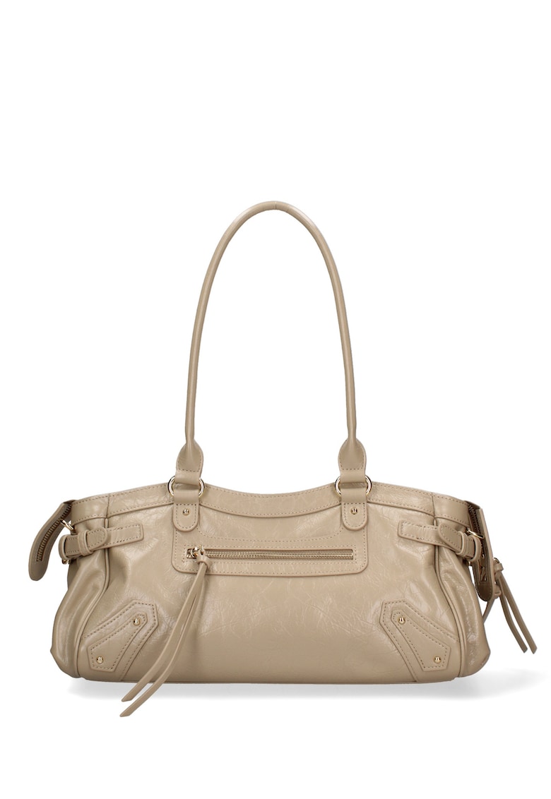 Geanta de piele cu bareta Zefira Lux - Maro camel