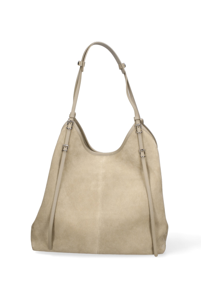 Geanta de piele intoarsa cu bareta Serena - Verde