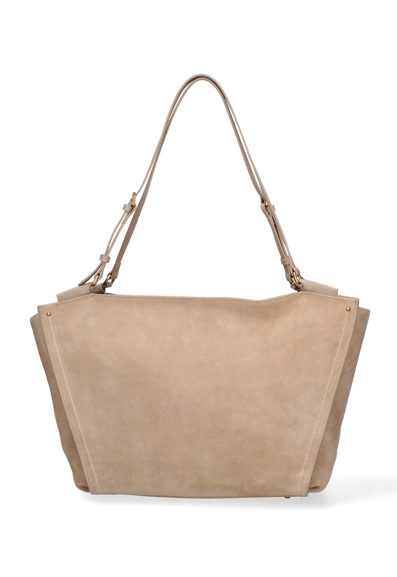 Geanta shopper de piele intoarsa cu bareta Evanthe Chic - Maro camel