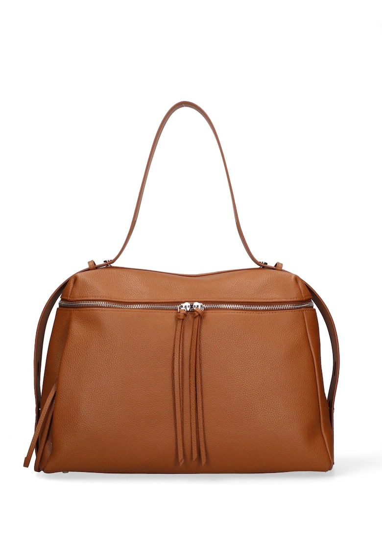 Geanta de piele cu bareta ajustabila Silvana - Maro inchis