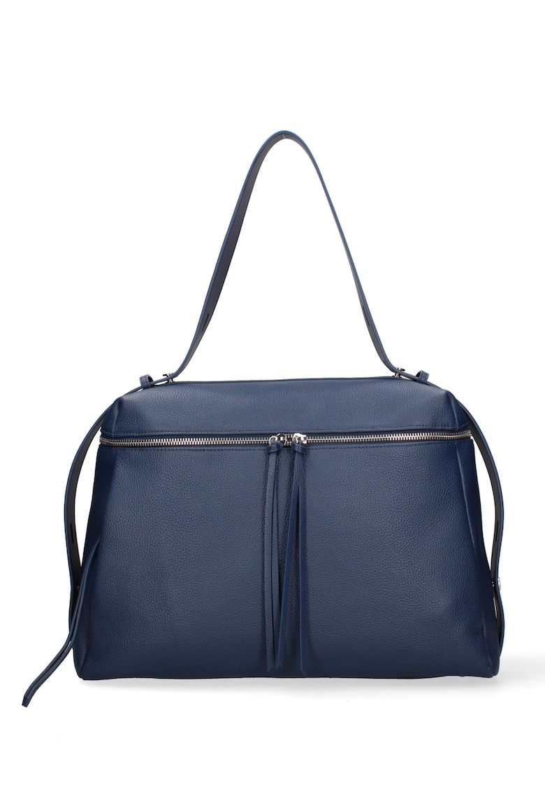 Geanta de piele cu bareta ajustabila Silvana - Bleumarin