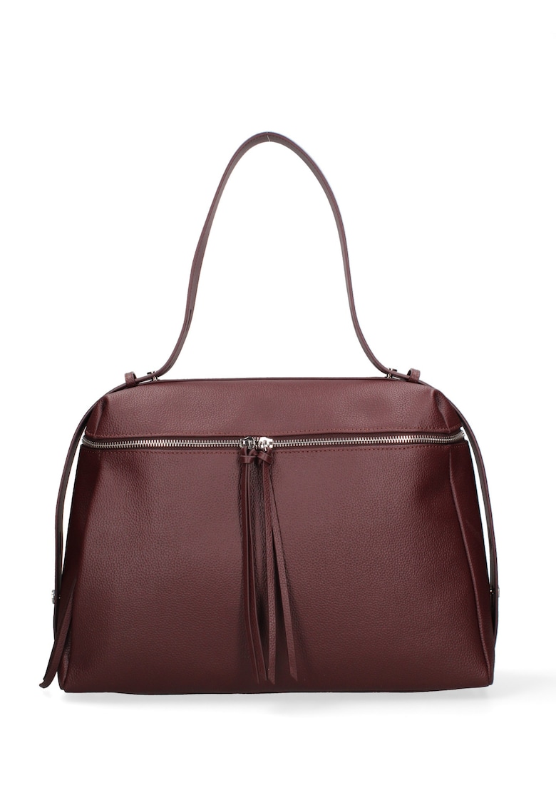 Geanta de piele cu bareta ajustabila Silvana - Visiniu