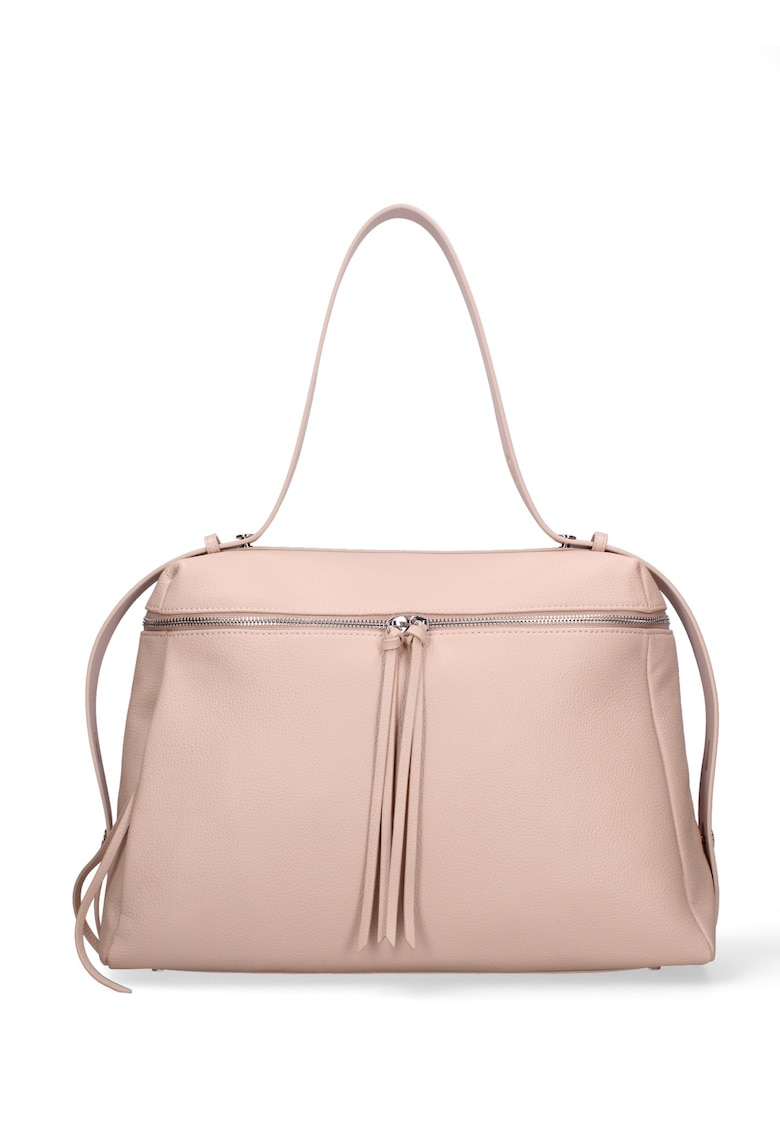 Geanta de piele cu bareta ajustabila Silvana - Roz deschis