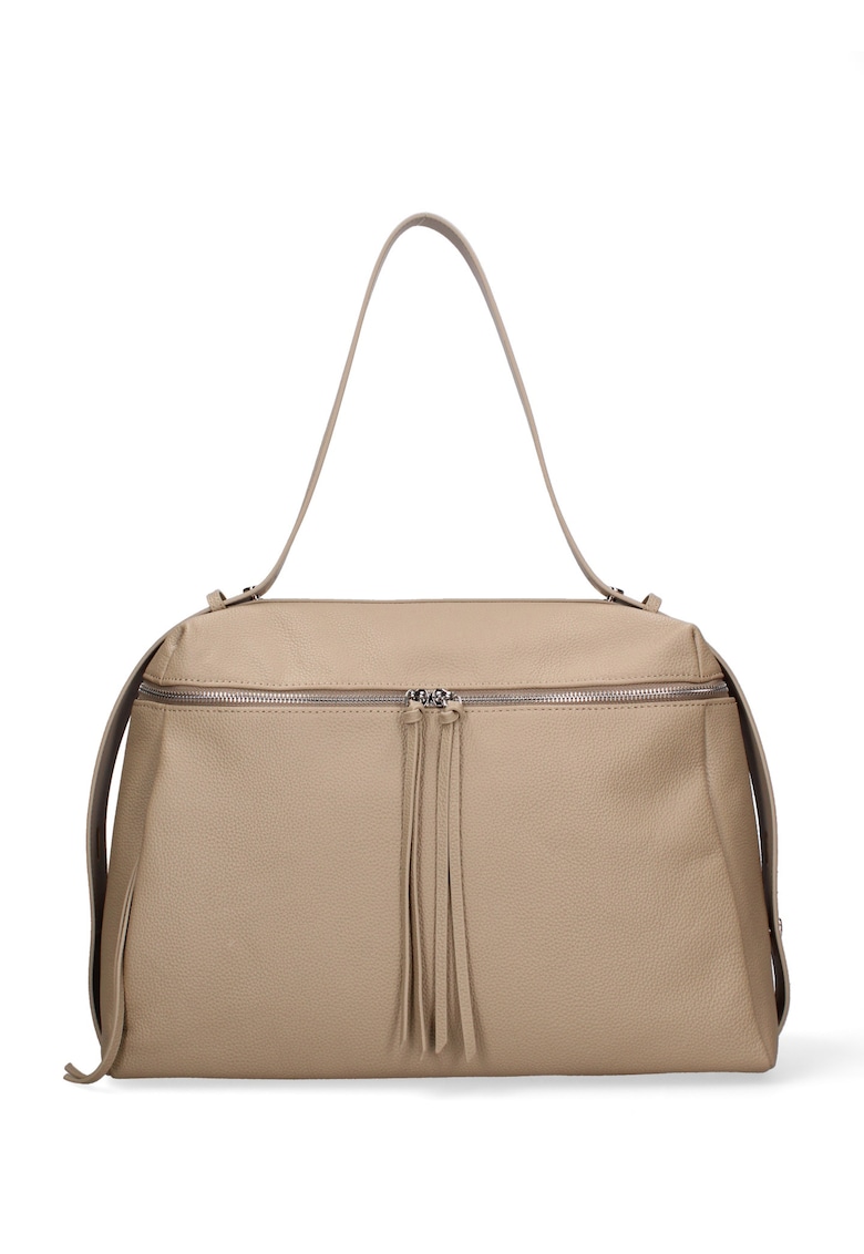 Geanta de piele cu bareta ajustabila Silvana - Maro camel