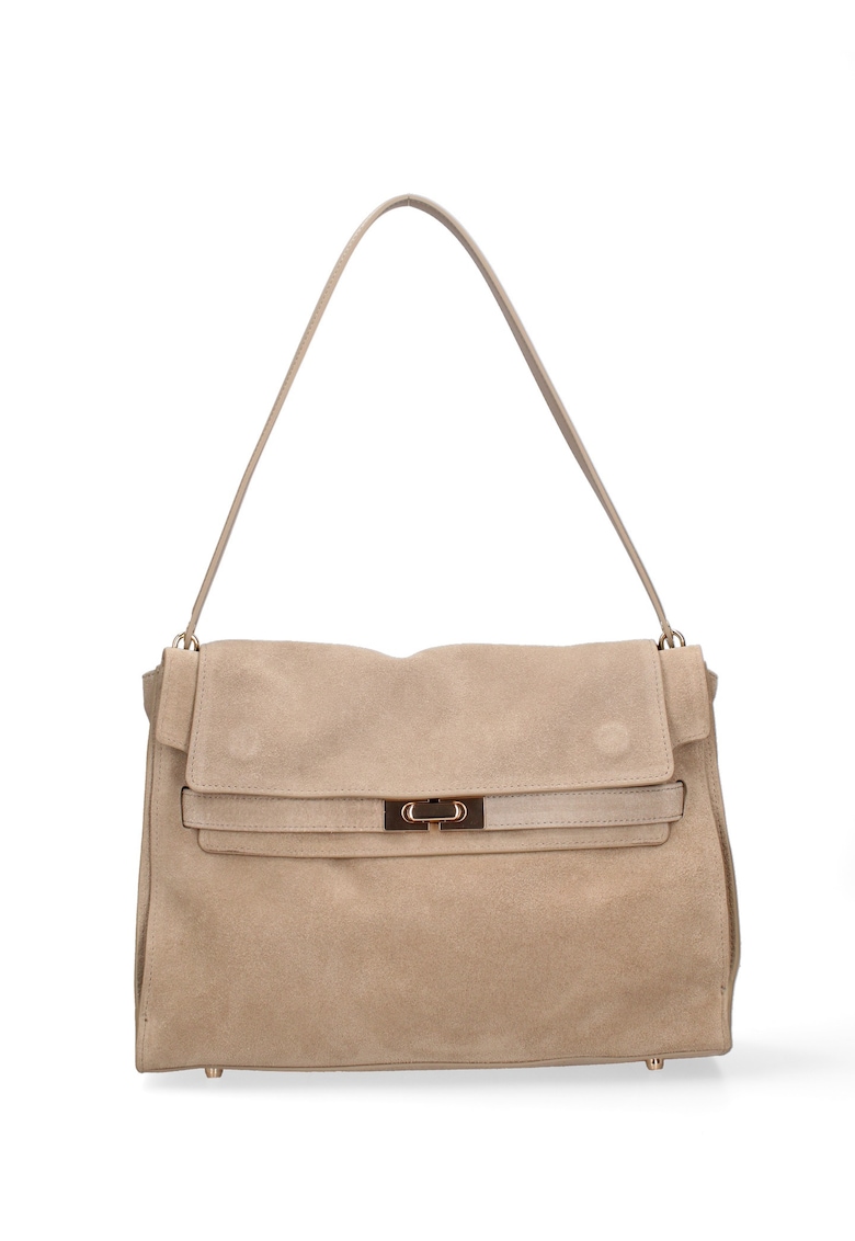 Geanta de piele intoarsa Oriana Lux - Maro camel