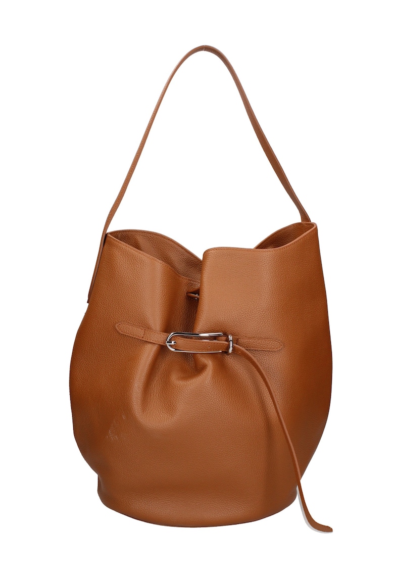 Geanta bucket de piele Edera Prime - Maro inchis