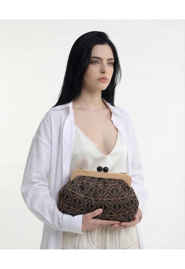 Geanta plic cu bareta detasabila Avelia Chic - Negru/Maro nisip