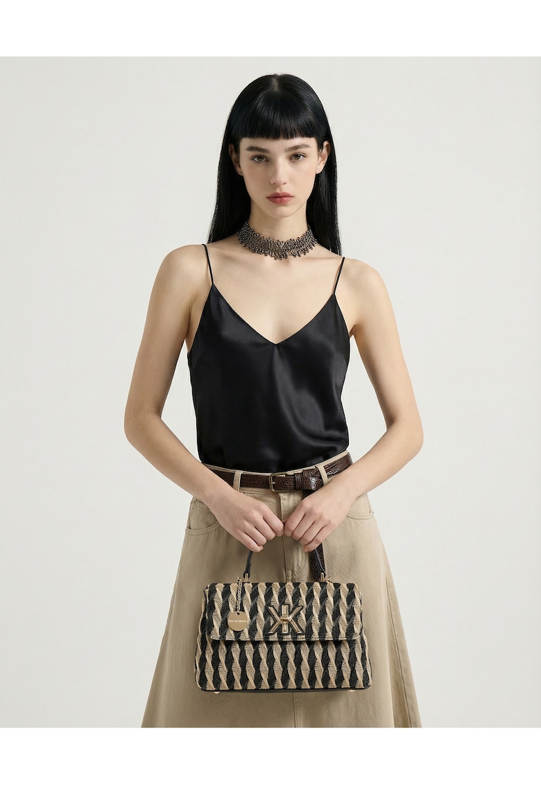 Geanta cu maner si bareta detasabila Astraea - Negru/Bej