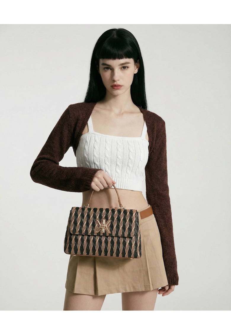 Geanta cu maner si bareta detasabila Astraea - Negru/Maro