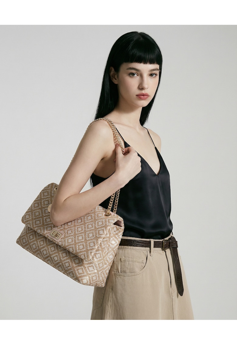 Geanta cu bareta convergibila de lant Amelia Plus - Bej