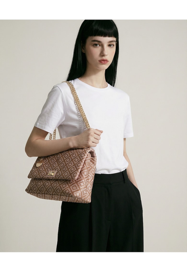 Geanta cu bareta convergibila de lant Amelia Plus - Roz