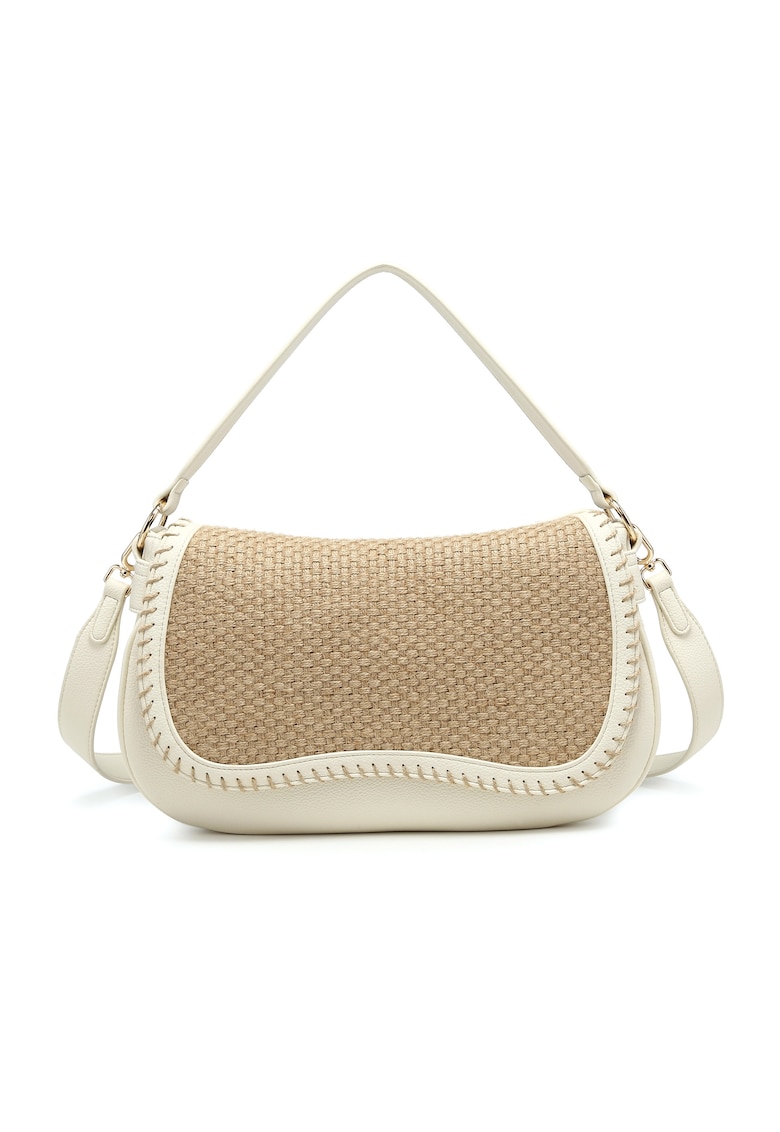 Geanta de umar cu insertie tesuta - Alb