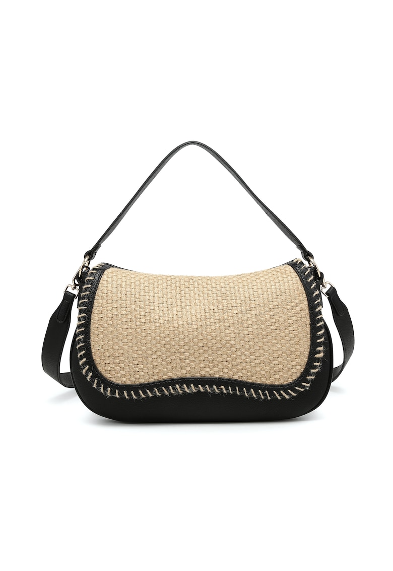 Geanta de umar cu insertie tesuta - Negru