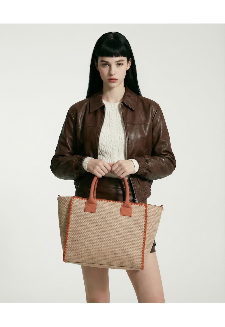 Geanta tote cu aspect tesut Auriga - Maro