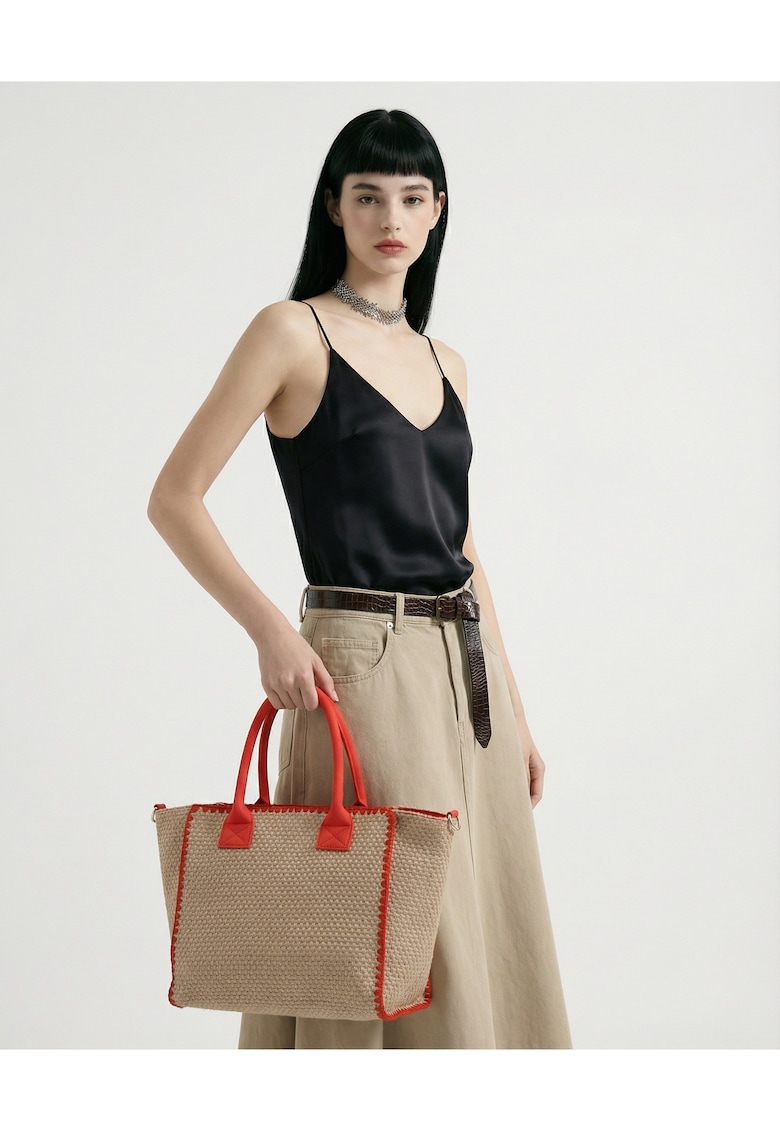 Geanta tote cu aspect tesut Auriga - Rosu