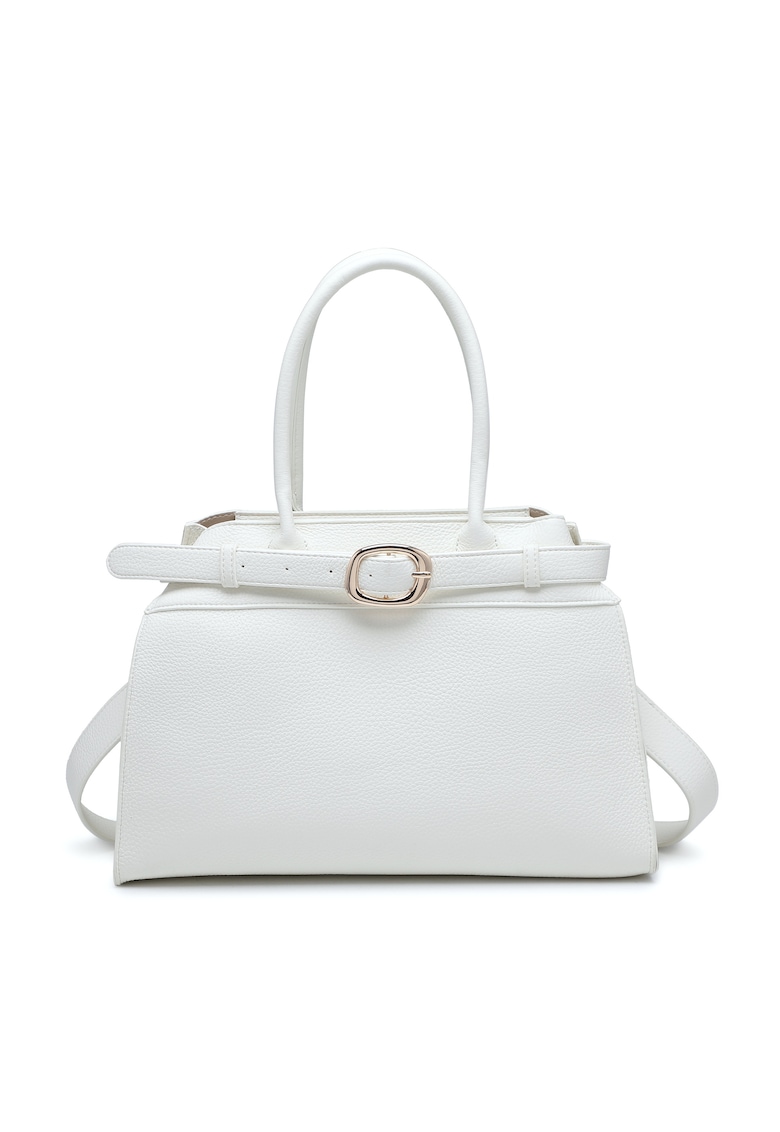 Geanta cu bareta de umar si aspect granulat Elowen - Alb