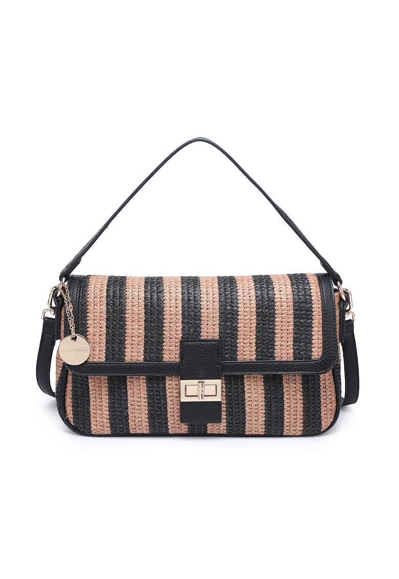 Geanta crosetata cu bareta de umar si dungi Seraphina Nova - Maro