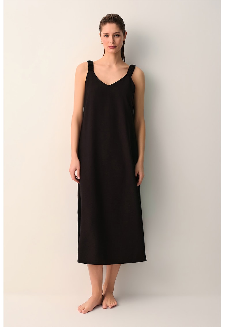 Rochie midi lejera pentru plaja - Negru